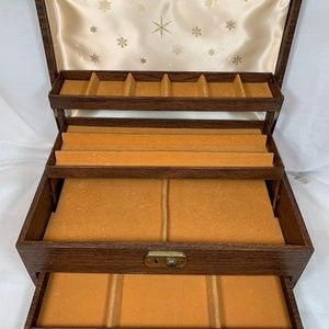 Vintage Jewelry Box, Gold Velvet Lining